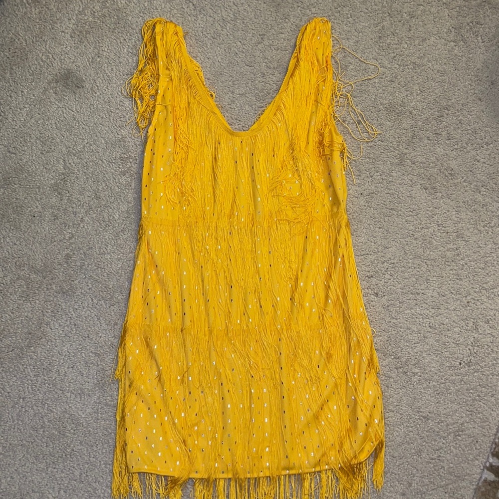 ✨ERAS TOUR 🎉Yellow fringe tassel sparkle dress